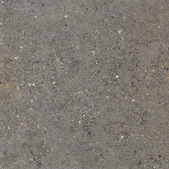 Close-up of Aggregate Dark Grey Lappato tile showing semi-polished texture and pebble detail.