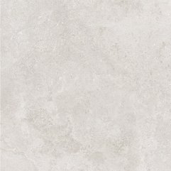 Close-up of Borgogna White Marble look porcelain tile showing soft undulating patterns and rectified edge.