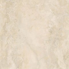 High-resolution close-up of Canyon Sand Porcelain tile showing the intricate cross-cut travertine veining and matt texture.